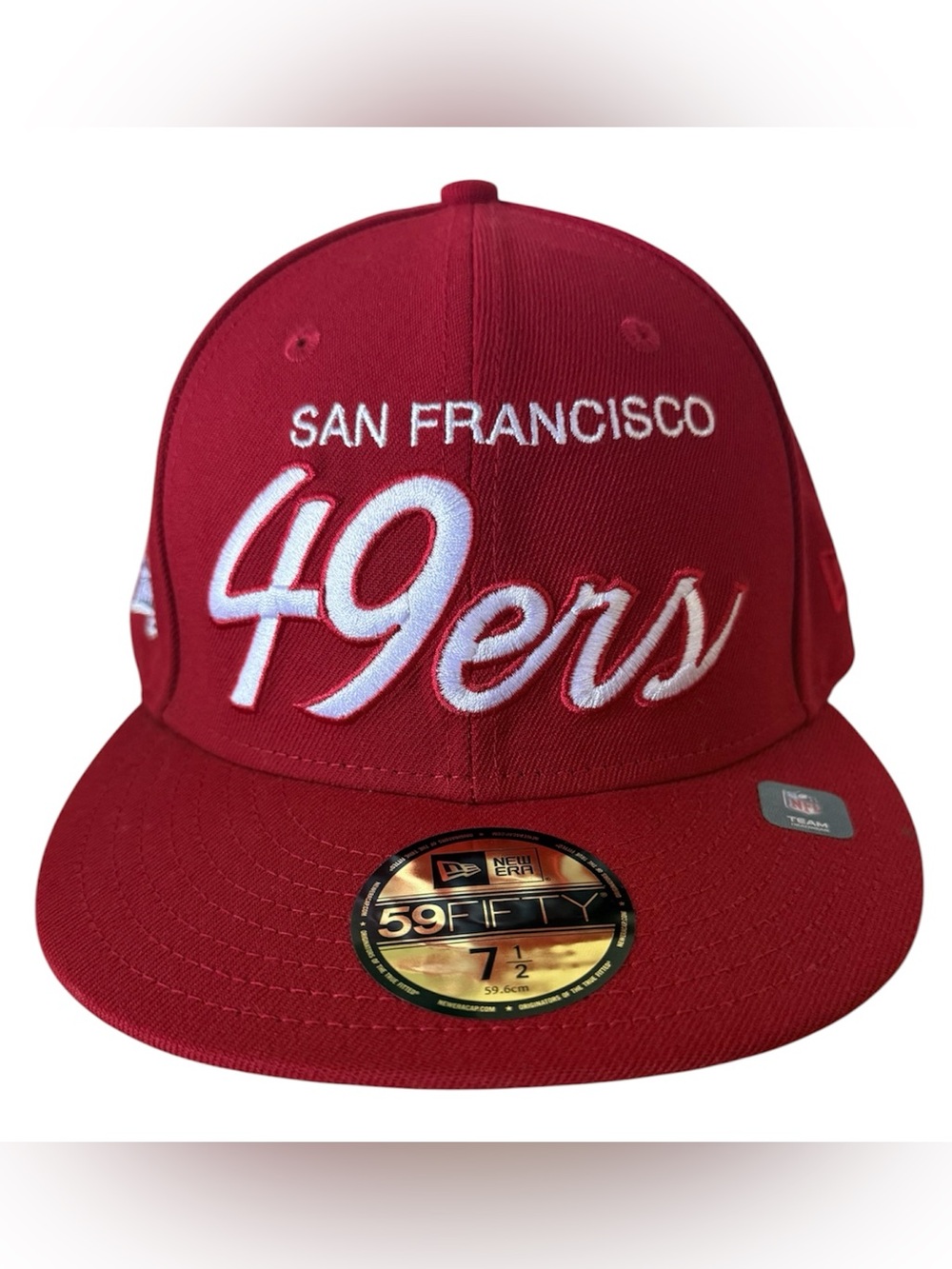 NEW ERA 59FIFTY SAN FRANCISCO 49ERS FITTED HAT SIZE 7 1/2 RED/GOLD New With Tags